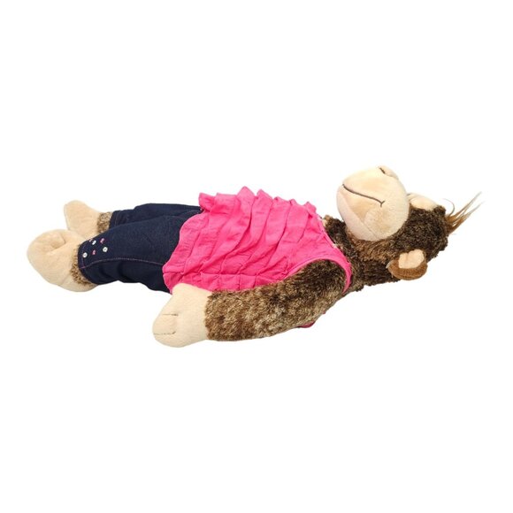 Build A Bear Smiley Monkey Stuffed Animal Plush Toy Pink Top Denim Sequin Jeans - Picture 7 of 13